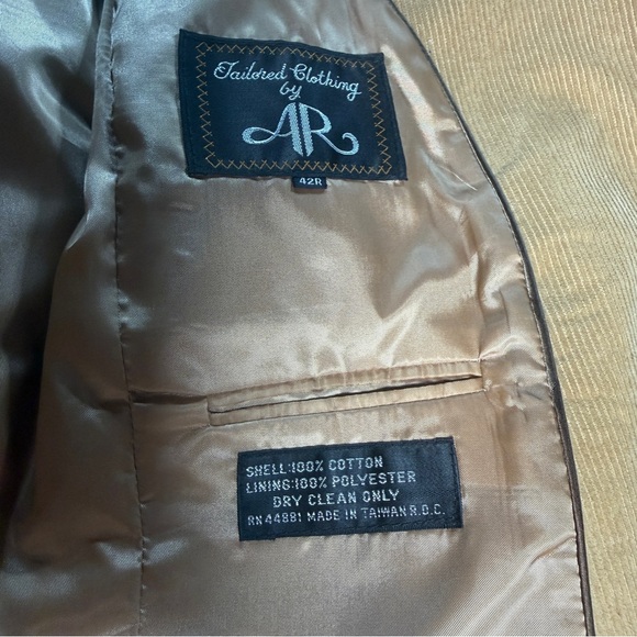 Vintage Corduroy Tan Men's Blazer 42R Two Button Tailored Clothing by AR Cotton - Picture 9 of 9